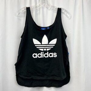 Adidas Womens Black White Cotton Sleeveless Scoop Neck Tank Top Size Medium